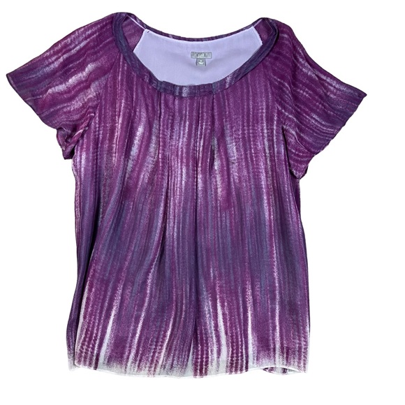 J. Jill Medium Purple Silk Pullover Short Sleeve Blouse - Picture 1 of 9